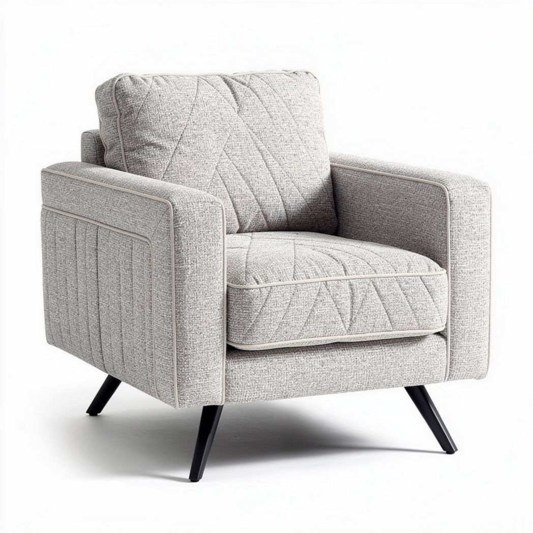 Fauteuil en tissu beige avec coussins rembourrés dimensions 80 x 80 x 75cm