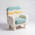 Fauteuil confortable en tissu bouclette blanc et bleu de dimensions 70 x 70 x 80cm