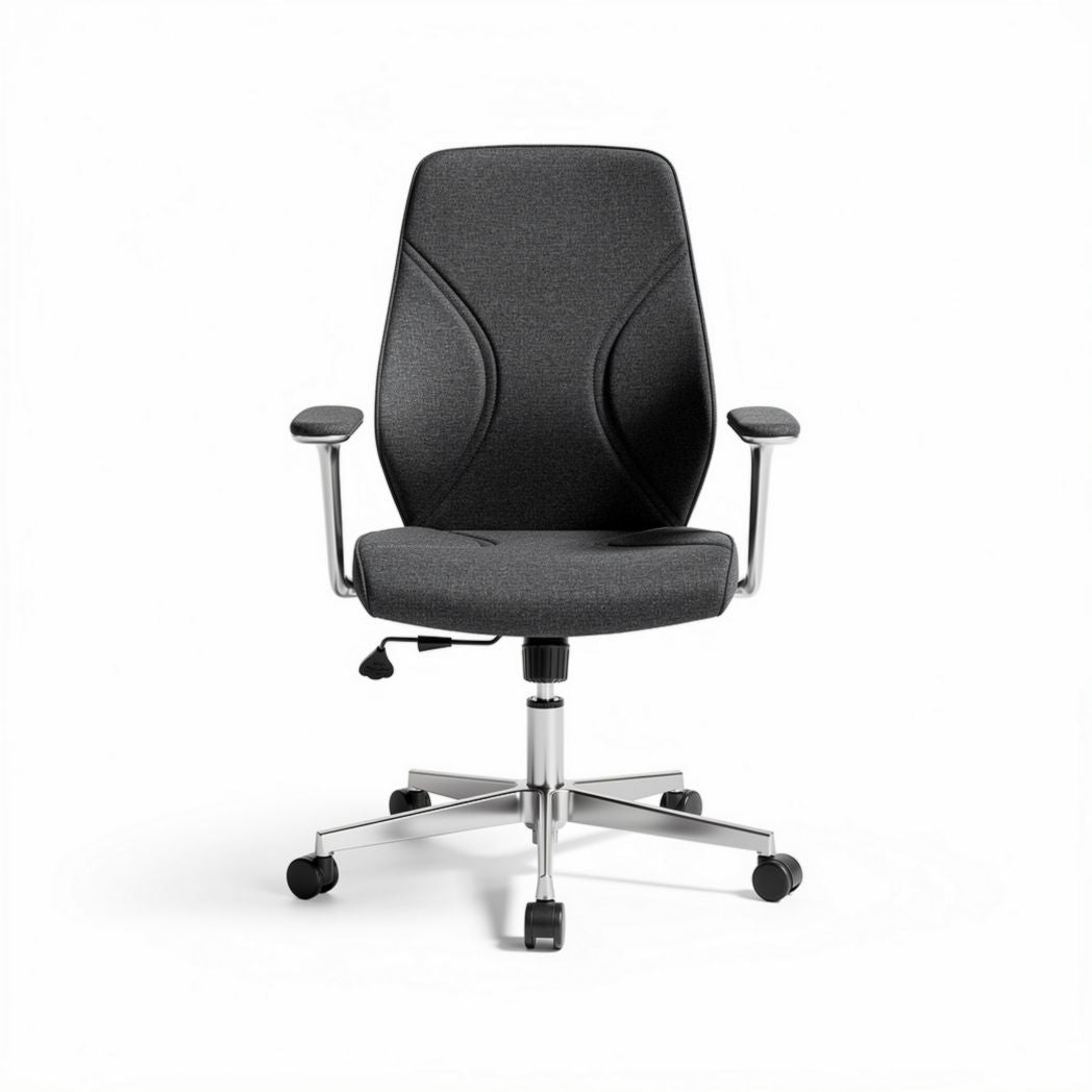 Chaise de bureau en tissu gris avec accoudoirs et réglage en hauteur 45 x 60 x 95cm