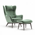 Fauteuil en velours vert avec repose-pieds dimensions 85 x 80 x 100cm