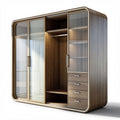 Armoire en bois avec portes en verre et tiroirs dimensions 180 x 60 x 200cm