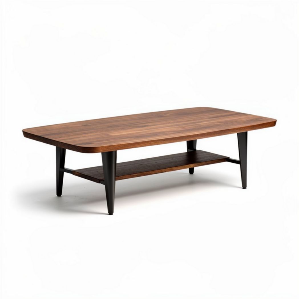 Table basse en bois avec étagère coloris noyer 120 x 60 x 40cm