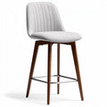 Tabouret de bar en tissu gris avec pieds en bois et structure en métal 45 x 45 x 100cm