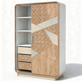 Armoire en bois avec étagères et tiroirs 80 x 40 x 160cm beige et bois naturel